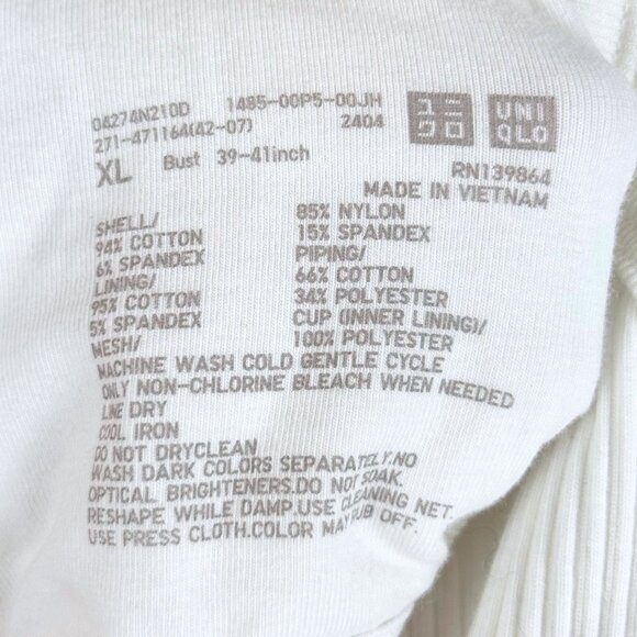 NWOT Uniqlo White Ribbed Halter Neck Padded Built In Shelf Bra Tank Top - XL - Picture 8 of 8